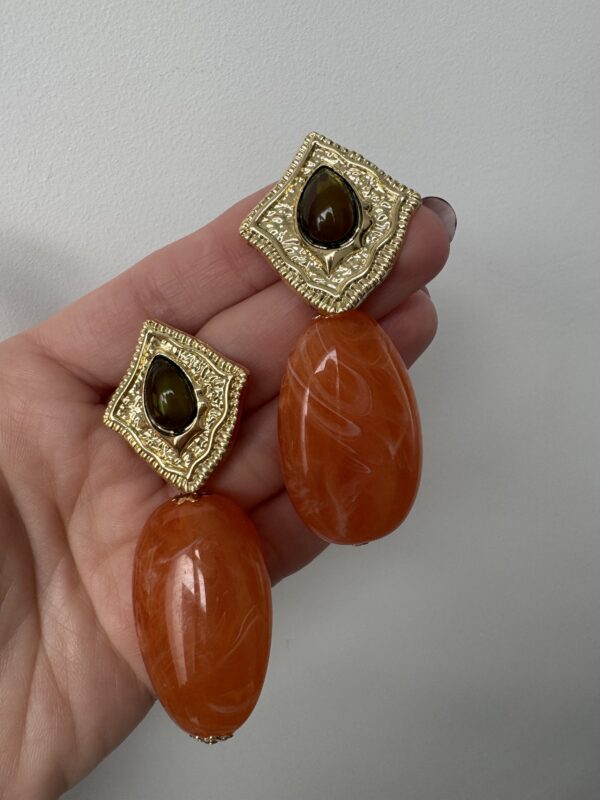 Pendientes piedra melocotón