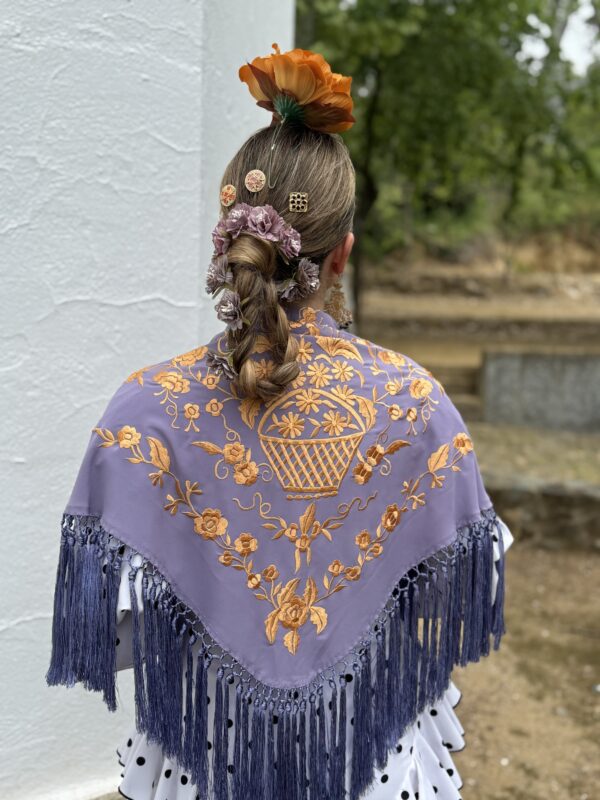 Mantón malva mod. Canastero