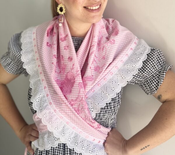 Mantón mod. Vichy rosa - Imagen 2