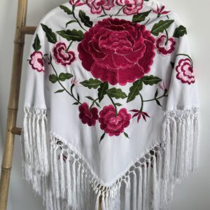 Mantón mod sevilla en fresa