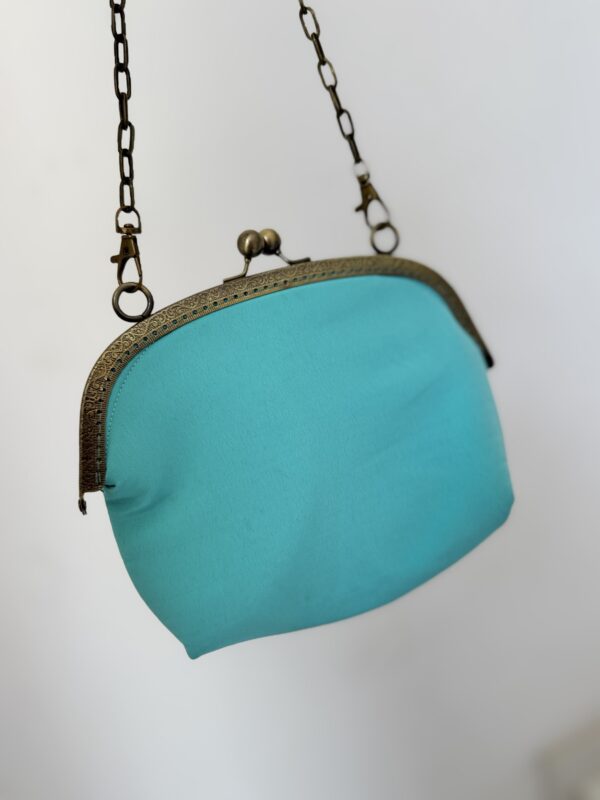 Bolso turquesa bordado naranja - Imagen 3
