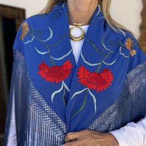 Mantón mod clavellina azul pavo