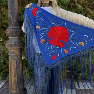 Mantón mod clavellina azul pavo