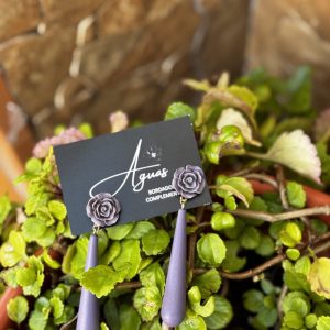 Pendientes flor y lágrima color púrpura