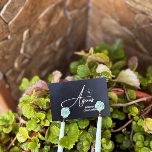 Pendientes flor y lágrima color verde agua