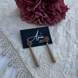 Pendientes flor y lágrima color tierra