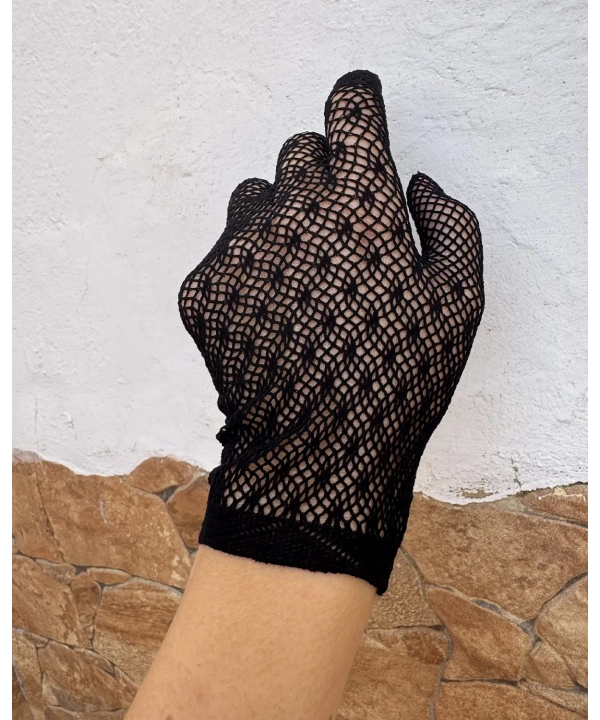Guantes cortos negros puntitos