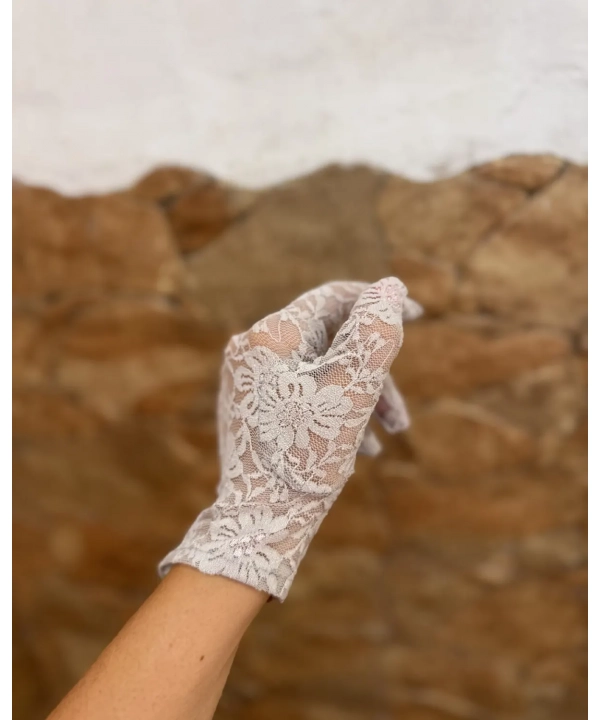 Guantes encajes gris
