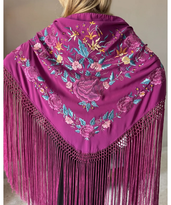 Medio Mantón Manila buganvilla
