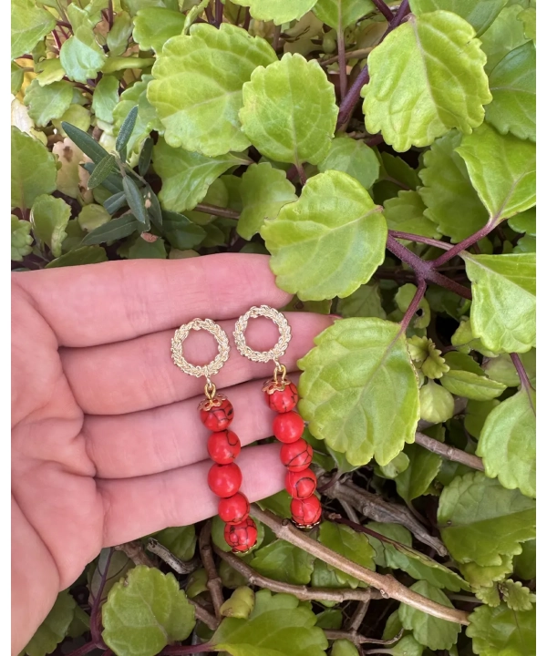 Pendientes bolas rojas